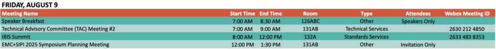 Collateral Meetings Friday August 9